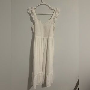 White Casual Dress with Ruffle Straps